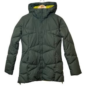REI Rimrock Coat Genuine Down Puff Full Zip Hood Winter Green Women’s Small